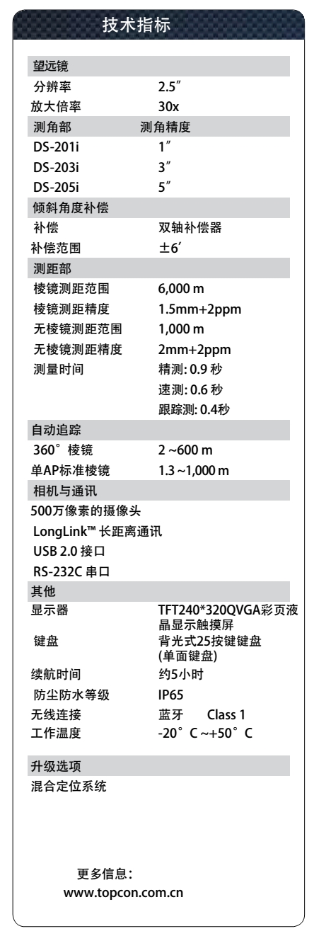 拓普康DS-201i全站儀技術參數(shù)